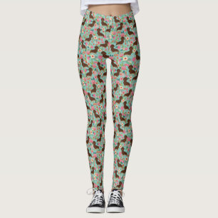 Dachshund leggings - doxie floral leggings