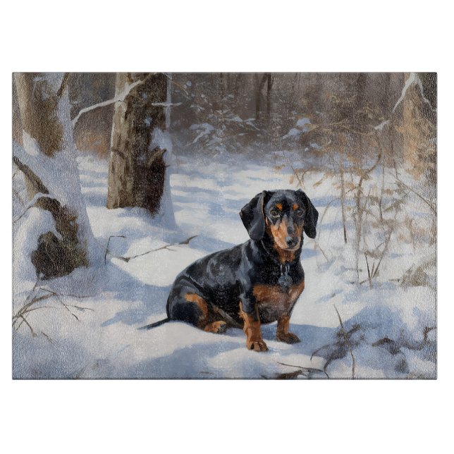 Dachshund Let It Snow Christmas Cutting Board (Front)