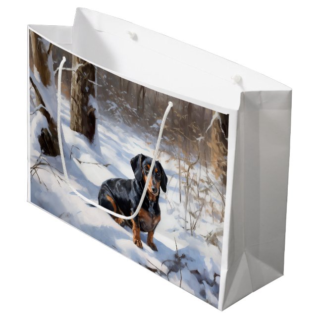 Dachshund Let It Snow Christmas Large Gift Bag (Front Angled)