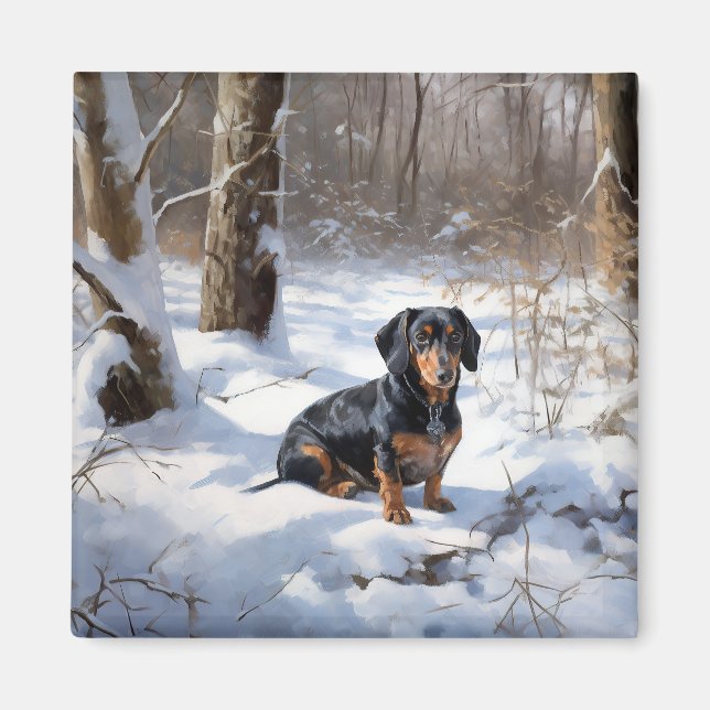 Dachshund Let It Snow Christmas Magnet (Front)