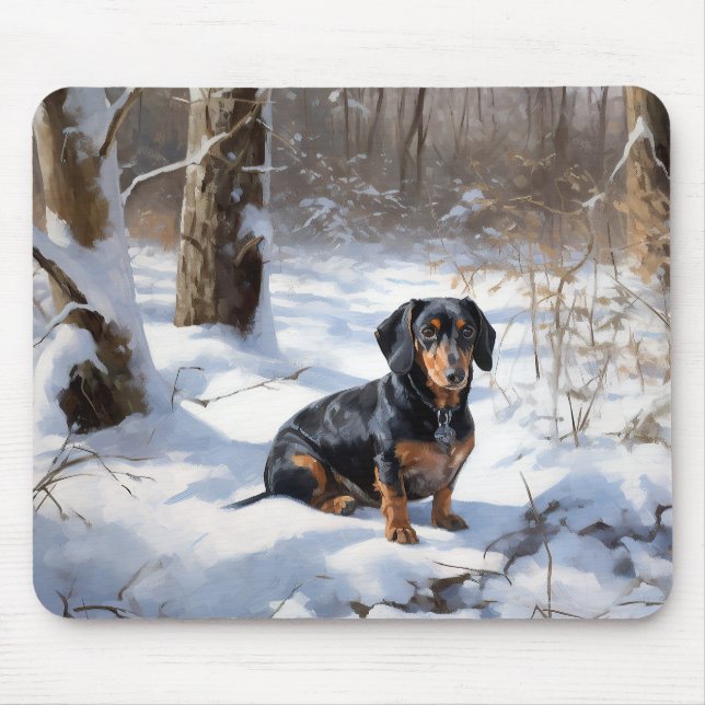 Dachshund Let It Snow Christmas Mouse Pad (Front)