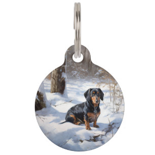 Dachshund Let It Snow Christmas Pet Tag
