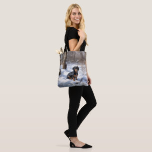 Dachshund Let It Snow Christmas Tote Bag