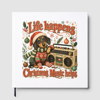 Dachshund Life Happens Christmas Music Helps Guest Book