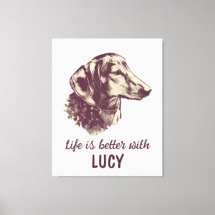 Dachshund Life Is Better With Custom Dog Name Canvas Print