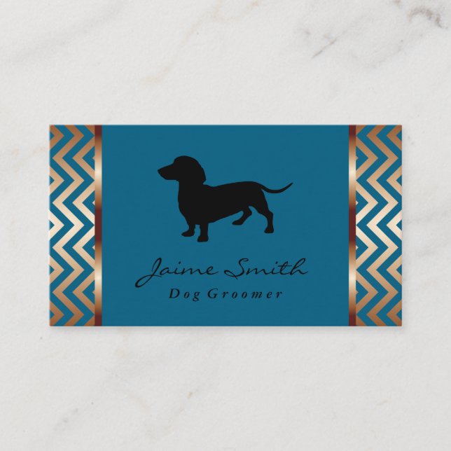 Dachshund Logo | Dog Groomer Business Card (Front)