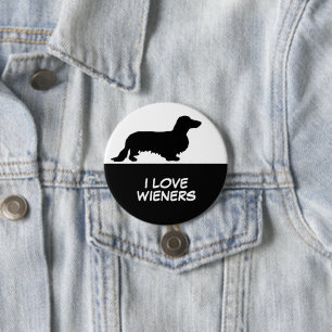 Dachshund Long Hair - Silhouette 1 3 Inch Round Button