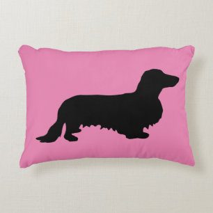 Dachshund Long Hair - Silhouette 1 Accent Pillow