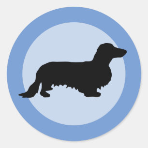 Dachshund Long Hair - Silhouette 1 Classic Round Sticker