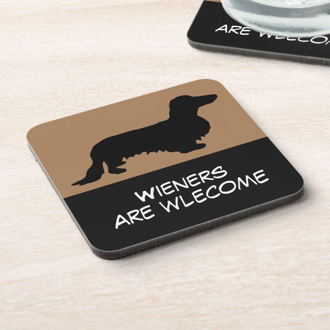 Dachshund Long Hair - Silhouette 1 Coaster (Left Side)