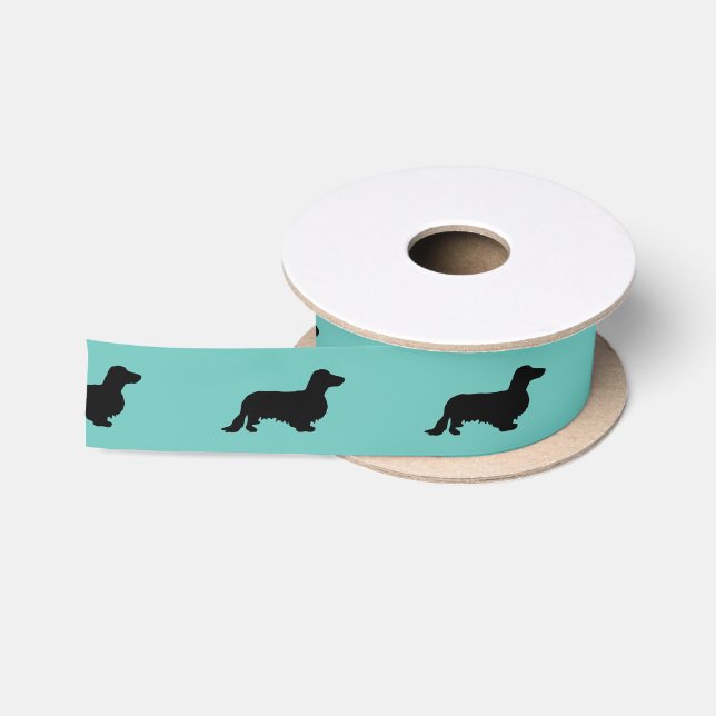 Dachshund Long Hair - Silhouette 1 Satin Ribbon (Spool)