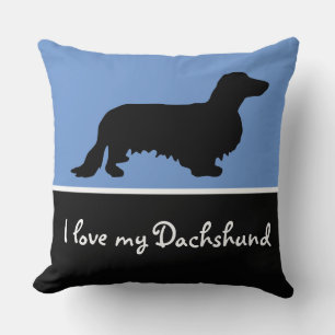 Dachshund Long Hair - Silhouette 1 Throw Pillow