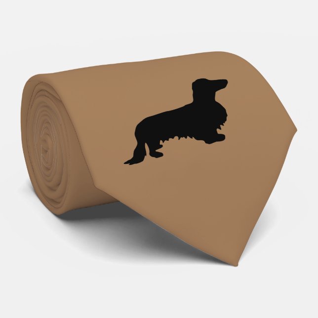 Dachshund Long Hair - Silhouette 1 Tie (Rolled)