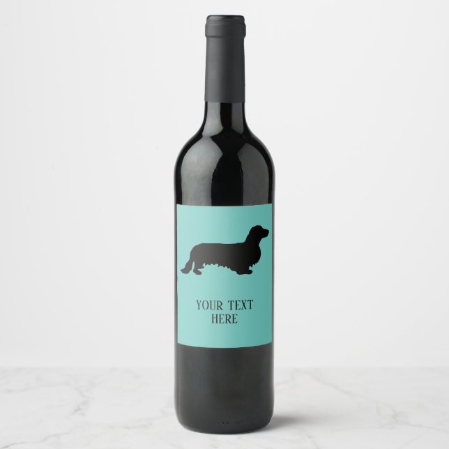 Dachshund Long Hair - Silhouette 1 Wine Label (Front)
