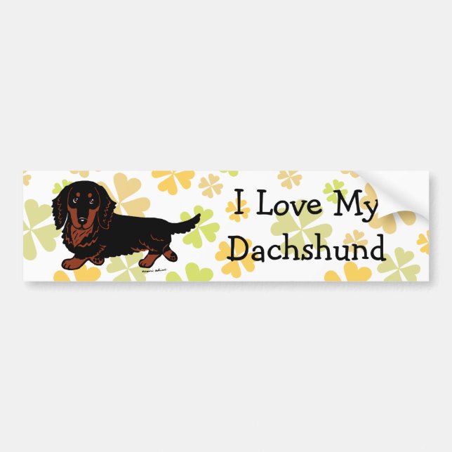 Dachshund Long Haired Black and Tan Bumper Sticker (Front)