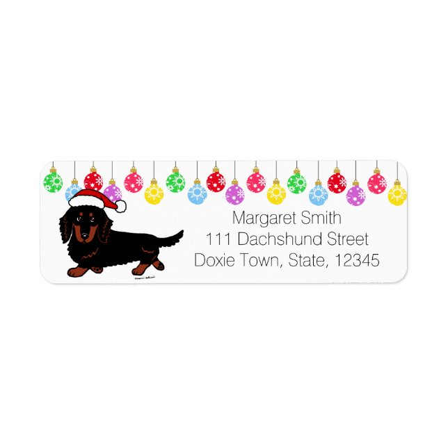 Dachshund Long Haired Black and Tan Santa (Front)