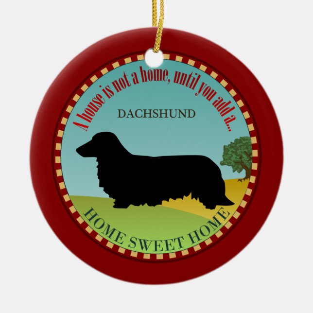 Dachshund [Long-haired] Ceramic Ornament (Front)