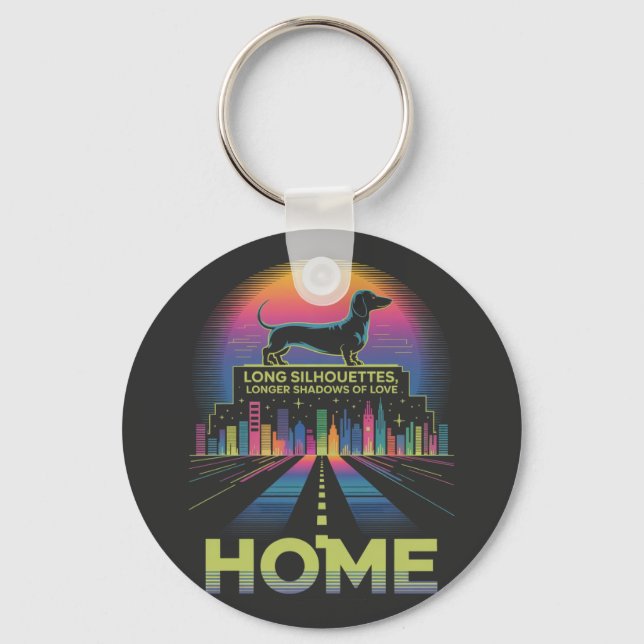 Dachshund Long Silhouettes, Longer Shadows Of Love Keychain (Front)