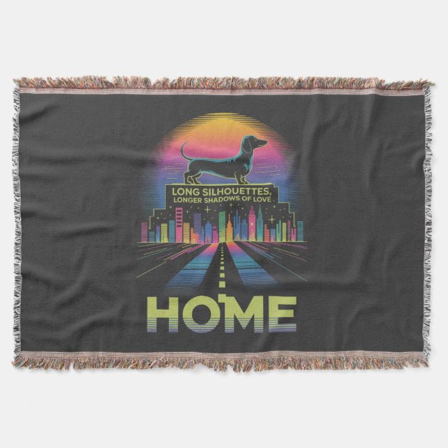Dachshund Long Silhouettes, Longer Shadows Of Love Throw Blanket (Front)