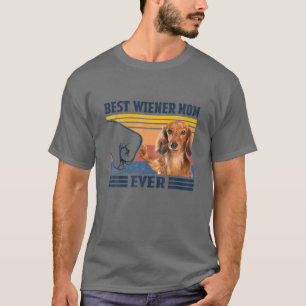 Dachshund Longhair Best Wiener Mom Ever Vintage Mo T-Shirt