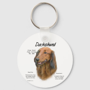 Dachshund (longhair) History Design Keychain