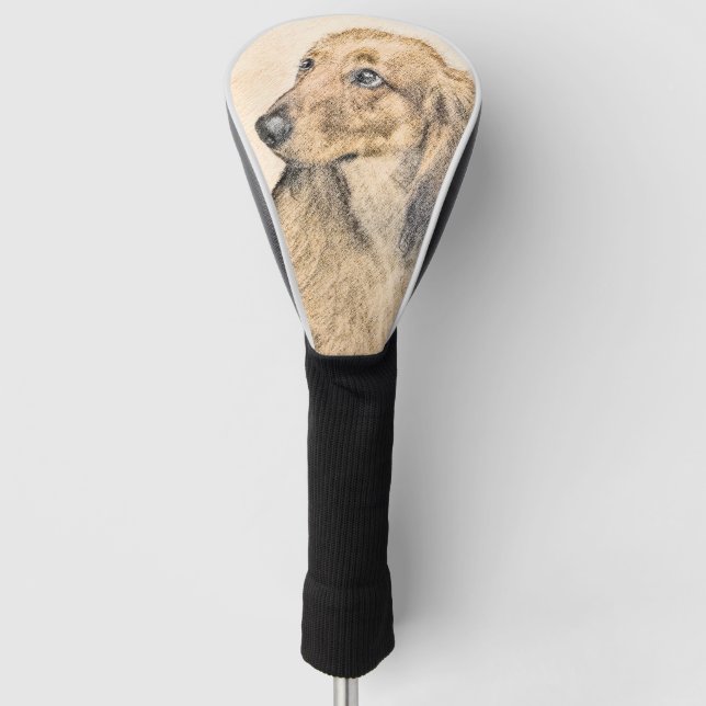 Dachshund (Longhaired) 2 Painting Original Dog Art Golf Head Cover (Front)