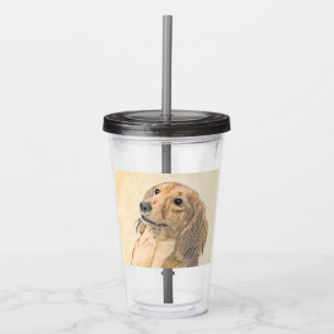 Dachshund (Longhaired) Painting - Original Dog Art Acrylic Tumbler