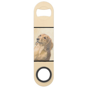 Dachshund (Longhaired) Painting - Original Dog Art Bar Key