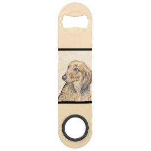 Dachshund (Longhaired) Painting - Original Dog Art Bar Key
