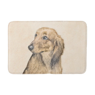 Dachshund (Longhaired) Painting - Original Dog Art Bath Mat