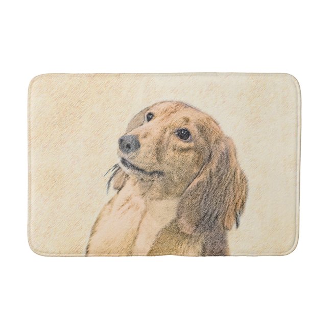 Dachshund (Longhaired) Painting - Original Dog Art Bath Mat (Front)