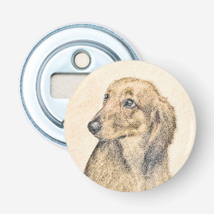 Dachshund (Longhaired) Painting - Original Dog Art Bottle Opener