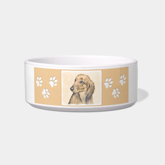 Dachshund (Longhaired) Painting - Original Dog Art Bowl (Right)