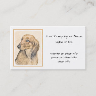 Dachshund (Longhaired) Painting - Original Dog Art Business Card