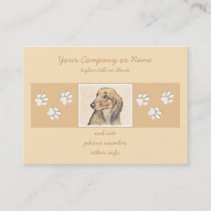 Dachshund (Longhaired) Painting - Original Dog Art Business Card