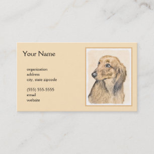 Dachshund (Longhaired) Painting - Original Dog Art Business Card