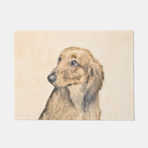 Dachshund (Longhaired) Painting - Original Dog Art Doormat