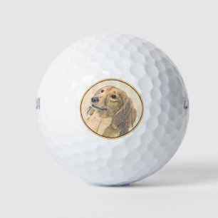 Dachshund (Longhaired) Painting - Original Dog Art Golf Balls