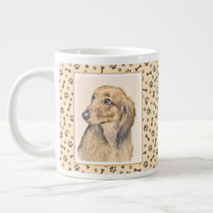 Dachshund (Longhaired) Painting - Original Dog Art Large Coffee Mug