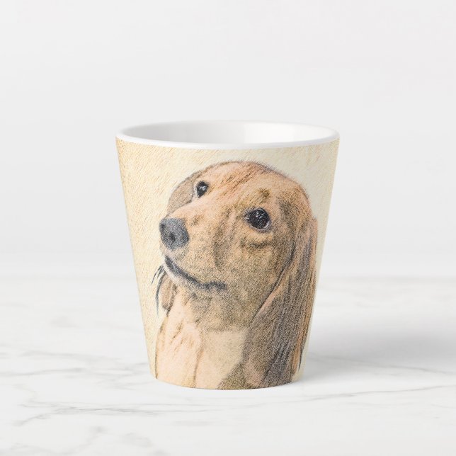 Dachshund (Longhaired) Painting - Original Dog Art Latte Mug (Front)