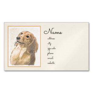 Dachshund (Longhaired) Painting - Original Dog Art Magnetic Business Card