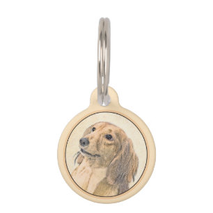 Dachshund (Longhaired) Painting - Original Dog Art Pet Tag