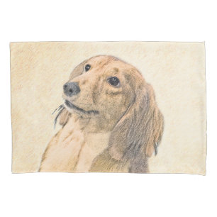 Dachshund (Longhaired) Painting - Original Dog Art Pillowcase