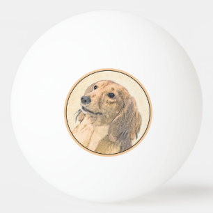 Dachshund (Longhaired) Painting - Original Dog Art Ping Pong Ball