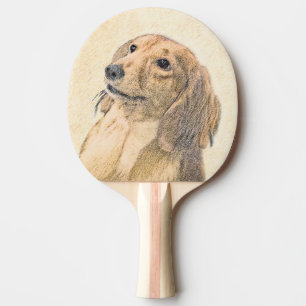 Dachshund (Longhaired) Painting - Original Dog Art Ping Pong Paddle