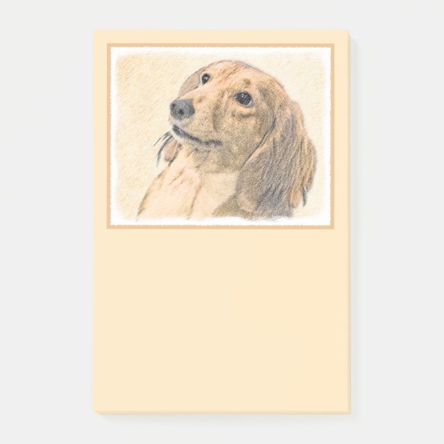 Dachshund (Longhaired) Painting - Original Dog Art Post-it Notes (Front)