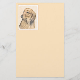 Dachshund (Longhaired) Painting - Original Dog Art Stationery