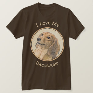 Dachshund (Longhaired) Painting - Original Dog Art T-Shirt