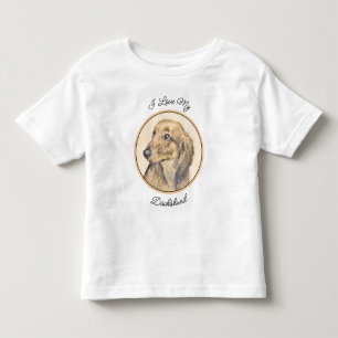 Dachshund (Longhaired) Painting - Original Dog Art Toddler T-shirt