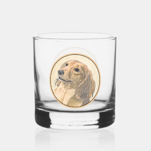 Dachshund (Longhaired) Painting - Original Dog Art Whiskey Glass